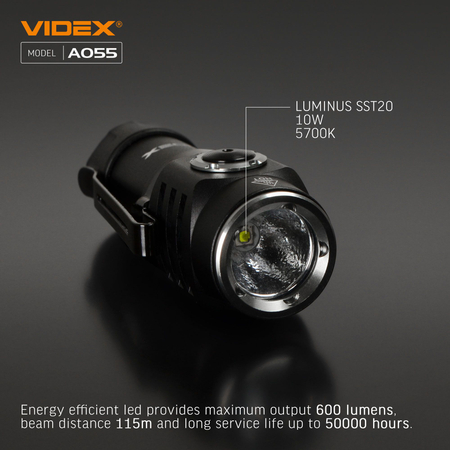 Latarka kompaktowa LED przenośna 10W 600lm IP68 VLF-A055