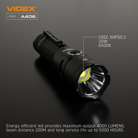 Latarka kompaktowa LED przenośna 20W 4000lm IP68 CREE VLF-A406