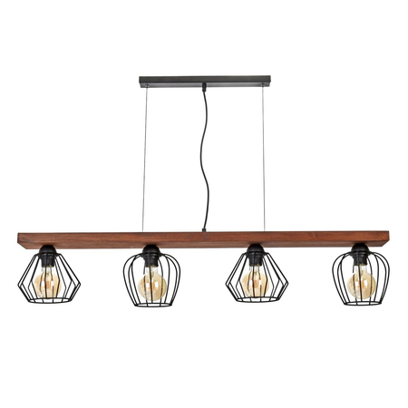 Milagro - Lampa wisząca OZZY BLACK / WOOD 4xE27 60W