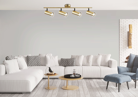 Colly lampa sufitowa mosiądz 4x15w gu10 klosz mosiądz