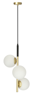 Duo lampa wisząca czarny matowy+złoty 3x15w e14 klosz biały