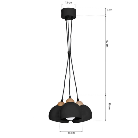 Milagro - Lampa wisząca DAMA BLACK 3xE27