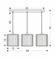 GLASSIA LAMPA WISZĄCA CZARNY 3X40 E27 KLOSZ CZARNY+KRYSZTAŁY BEZBARWNE