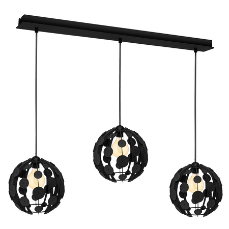 Milagro - Lampa wisząca GAIA BLACK / WOOD 3xE27 60W