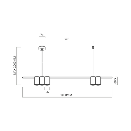 Lampa wisząca (listwa) Genesis 5xGU10 Biały