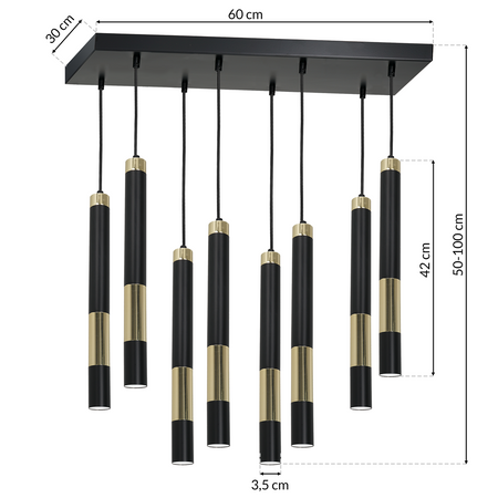 Milagro - Lampa sufitowa DALLAS GOLD 8x miniGU10