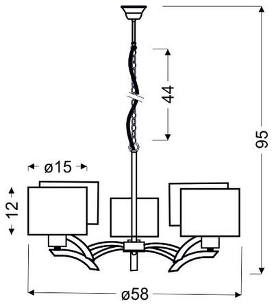 DRAGA LAMPA WISZĄCA 5X60W E27 KREMOWY
