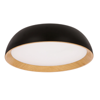 Calabria lampa sufitowa plafon czarno drewniany 24W LED 40x32 cm klosz biały