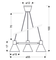 MORE LAMPA WISZĄCA 3X40W E27 CZARNY MATOWY