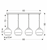 CONTESSA LAMPA WISZĄCA CZARNY 4X40 E27 KLOSZ ZŁOTY