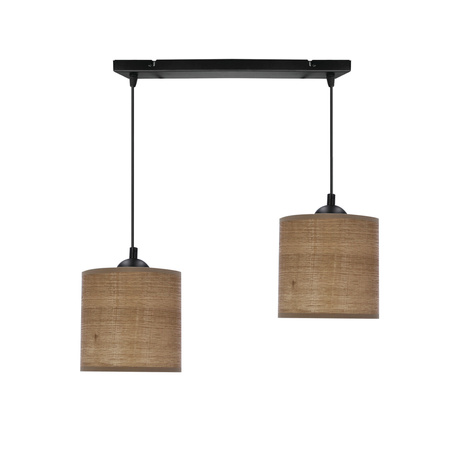 Candellux - Legno Lampa Wisząca Czarny 15 2X40W E27 Abażur Orzechowy