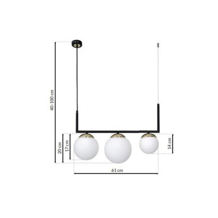 Milagro - Lampa wisząca SPARTA BLACK / GOLD 3xE14