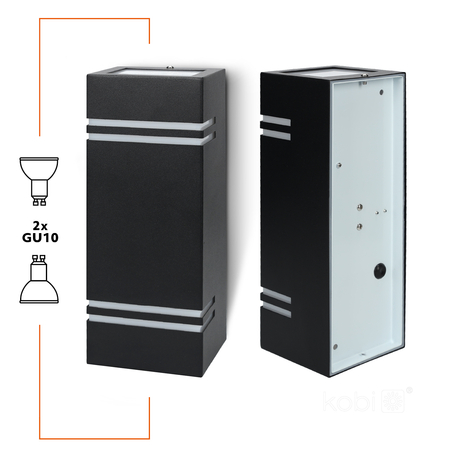 Kinkiet ogrodowy QUAZAR 7 2xGU10 IP44 czarny Kobi