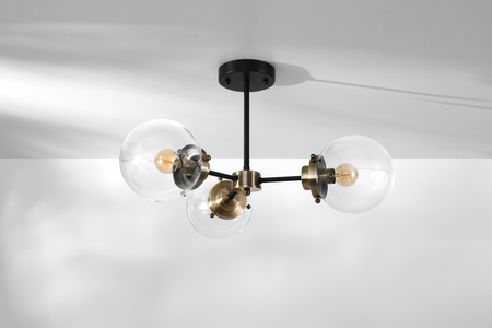 Lens lampa sufitowa czarny+patynowy 3x40w e14 klosz bezbarwny