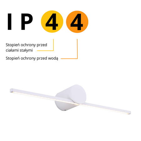 Kinkiet Ścienny Modern Slim 60cm Biały LED 8W Barwa Ciepła 3000K Klasa IP44
