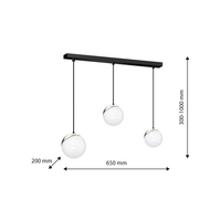 Milagro - Lampa wisząca SFERA BLACK/CHROME 3xE14