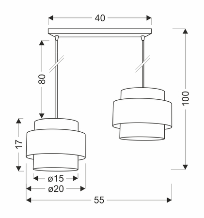 Prestige lampa wisząca czarny 2x40w e27 abażur czarny+złoty