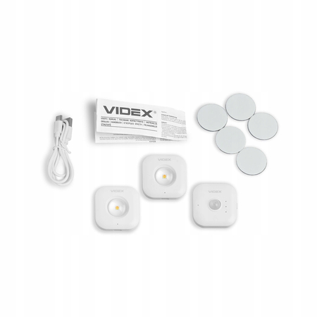 Lampki LED VIDEX Bezprzewodowe Schodowe z Czujnikiem Ruchu Zestaw 2 Lampek
