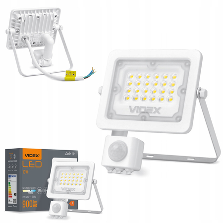 Naświetlacz LED biały czujnik ruchu halogen 10W