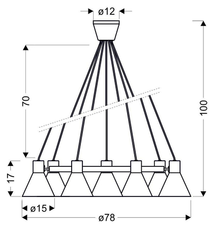 MORE LAMPA WISZĄCA 7X40W E27 CZARNY MATOWY