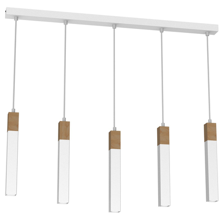 Milagro - Lampa wisząca SOLO SAWN WHITE / PATINATED WOOD 5x mini GU10