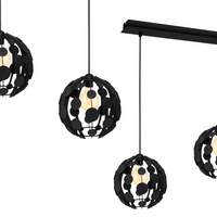 Milagro - Lampa wisząca GAIA BLACK / WOOD 3xE27 60W