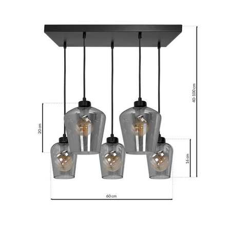 Milagro - Lampa wisząca SANTIAGO SMOKED 5xE27