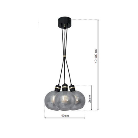 Milagro - Lampa wisząca OMEGA BLACK/GOLD 3xE27
