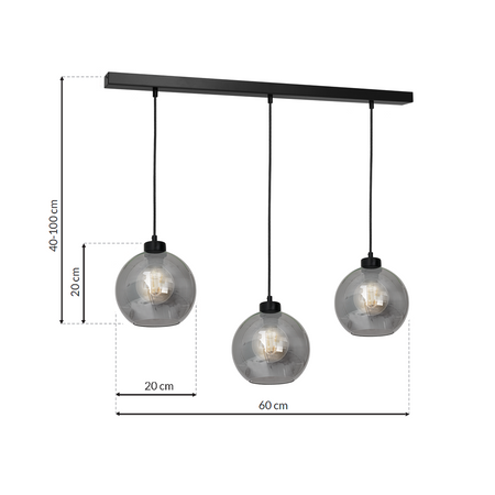 Milagro - Lampa wisząca SOFIA SMOKED 3xE27