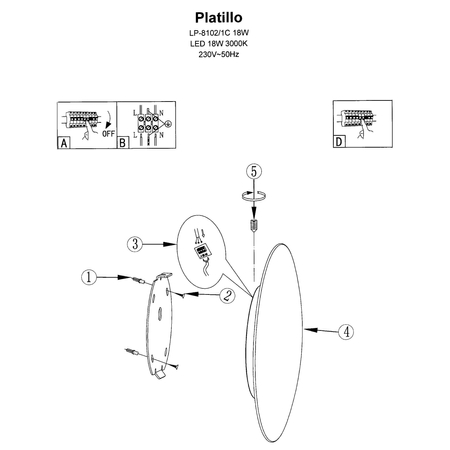Plafon Platillo 21 cm złoty LED CCT