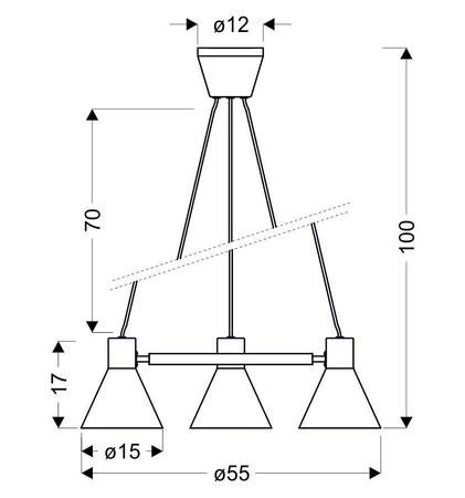 MORE LAMPA WISZĄCA 3X40W E27 CZARNY MATOWY
