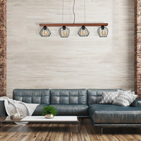 Milagro - Lampa wisząca OZZY BLACK / WOOD 4xE27 60W