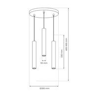 Lampa wisząca HUDSON BLACK 3xGU10