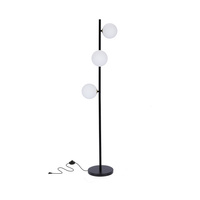 Candellux - Kama Lampa Podłogowa Czarny+Złoty 3X28W G9 Klosz Biały