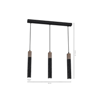 Milagro - Lampa wisząca SOLO SAWN BLACK / PATINATED WOOD 3x mini GU10