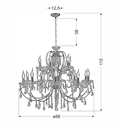 AURORA LAMPA WISZĄCA 10+5 *40W E14  CHROM