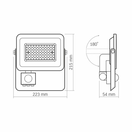 Naświetlacz LED biały czujnik ruchu halogen 50W VLE-F2e-505W-S