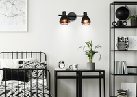 Neria lampa sufitowa listwa czarny 2x40w e14 klosz miedziany