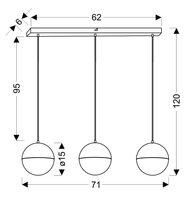 FURNI LAMPA WISZĄCA 70X15 3X5W LED CZARNY 4000K APETI