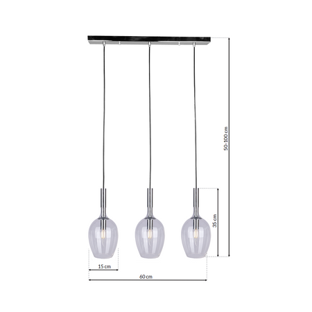 Milagro - Lampa wisząca TANGO CLEAR 3xE14
