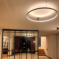 Plafon Ring Czarny 90cm Lampa Sufitowa LED 50W Zmienna Barwa Światła CCT