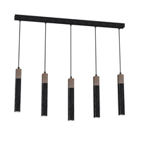 Milagro - Lampa wisząca SOLO SAWN BLACK / PATINATED WOOD 5x mini GU10