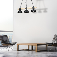 Milagro - Lampa wisząca FARO BLACK/NATURAL WOOD 3xE27 60W