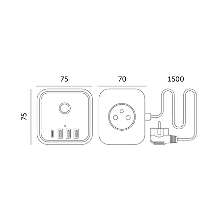 Przedłużacz LINEA PRO CUBE C 3gn+3USB/1USB-C/1,5m/Zu+W biały Kobi