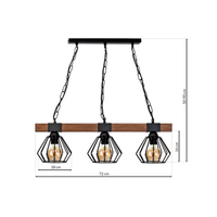 Milagro - Lampa wisząca ULF BLACK/WOOD 3xE27