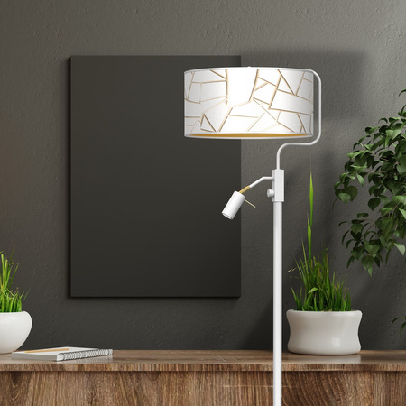 Milagro - Lampa podłogowa ZIGGY WHITE White/Gold 1xE27 +        1x mini GU10