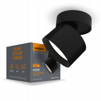 Lampa Wisząca Natynkowa Aluminium 1 Punktowa Videx VL-SPF18B-B GX53 Czarna