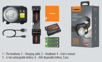 Latarka czołowa LED czujnik ruchu 5W + COB IP65
