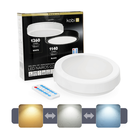 Plafon z czujnikiem ruchu LED NAIROS G2 12W 3CCT LX IP65 biały Kobi Premium