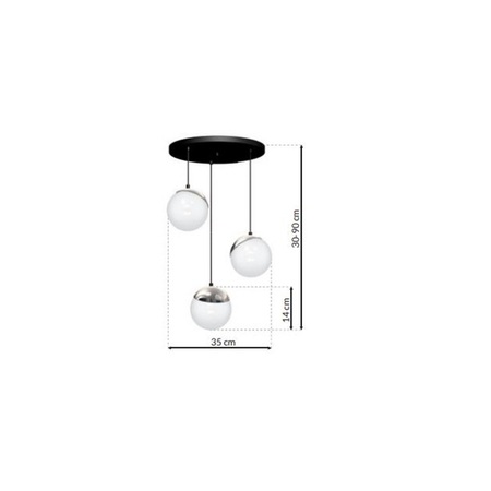 Milagro - Lampa wisząca SFERA BLACK/CHROME 3xE14